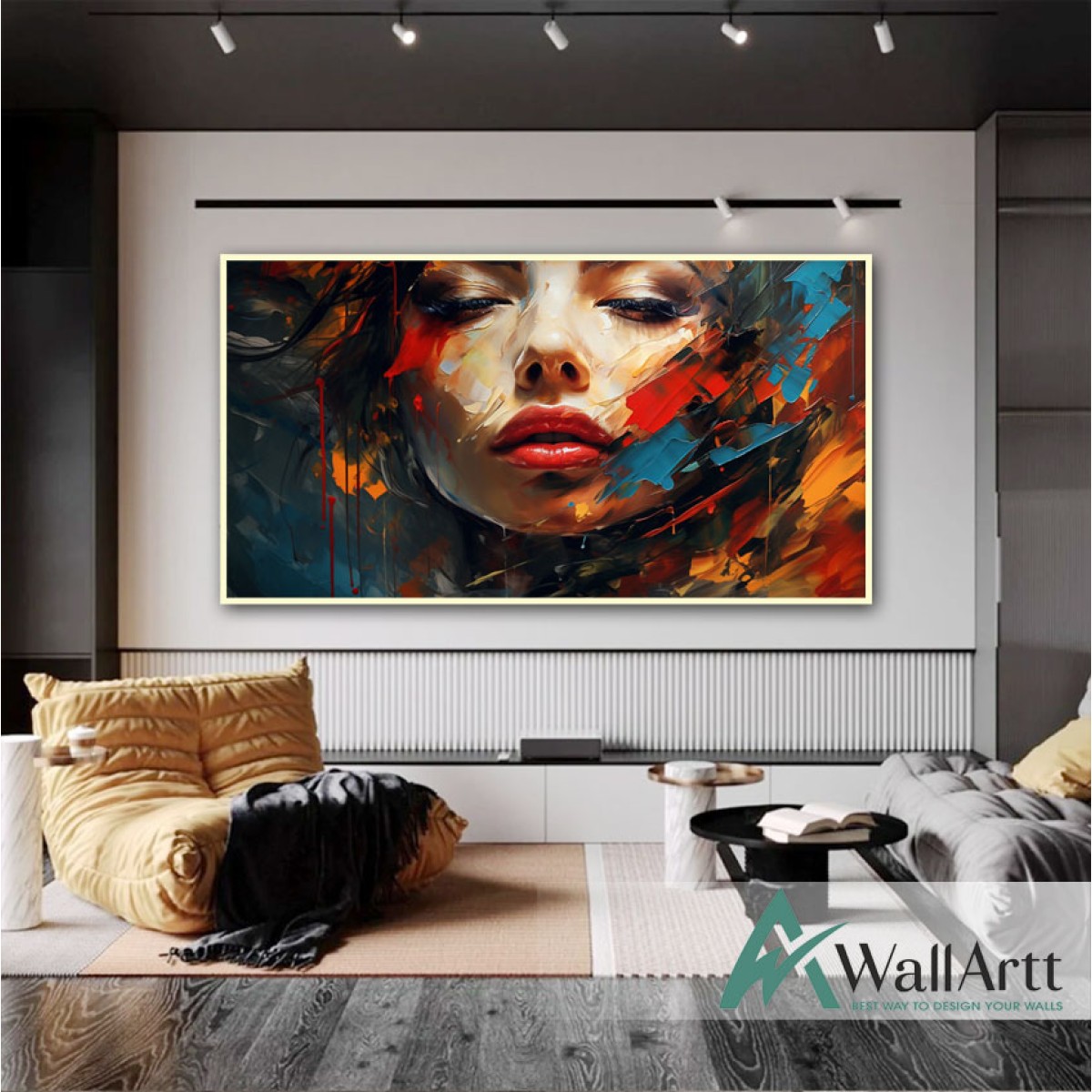 Woman with Red Lips 3D Heavy Textured Partial oil Painting